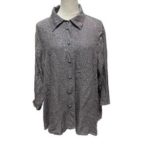 URU Women’s Shirt Purple Gray Country Textured Silk One Size Fits 14-18